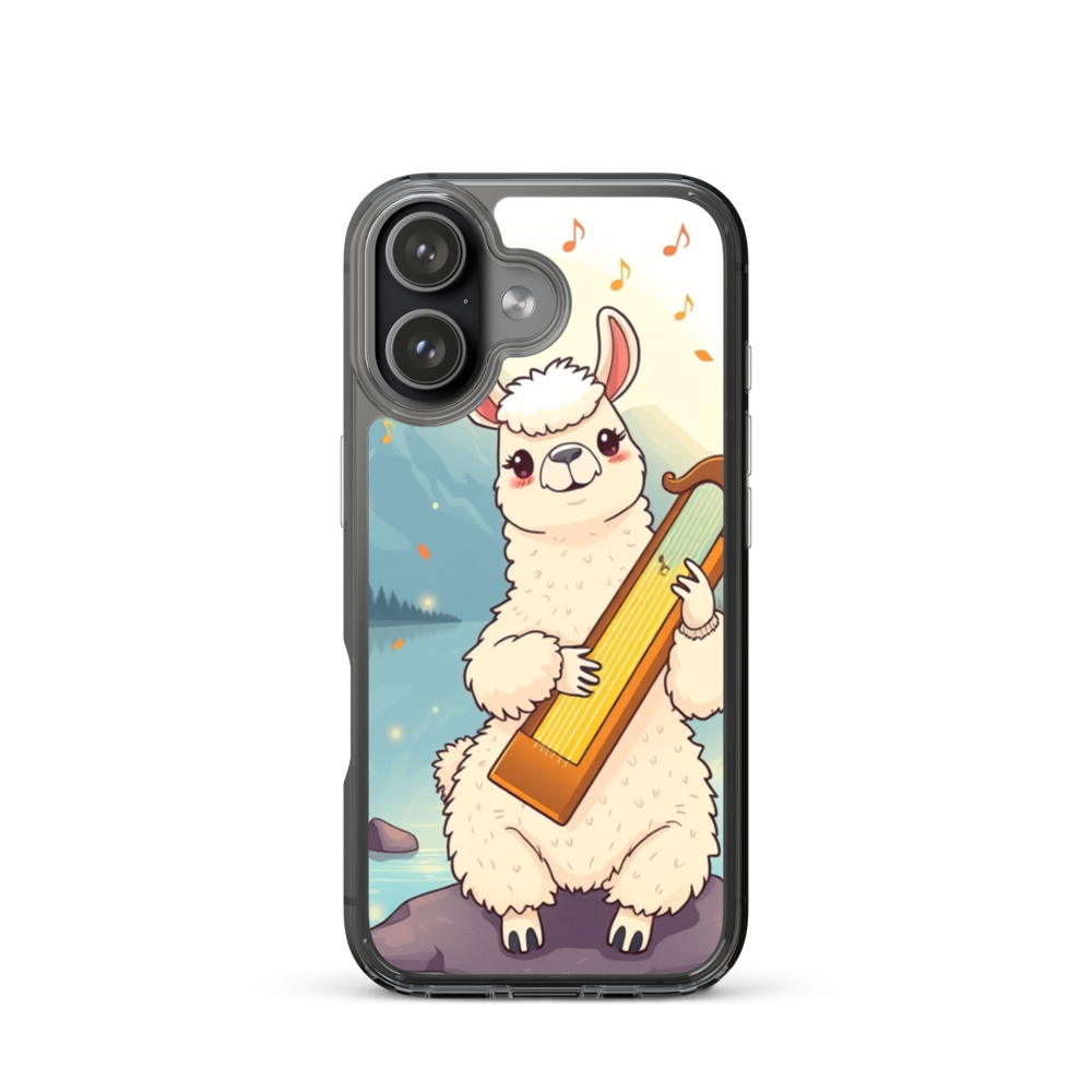 Happy Llama Musician Phone Case with Mountain Pond Harmony