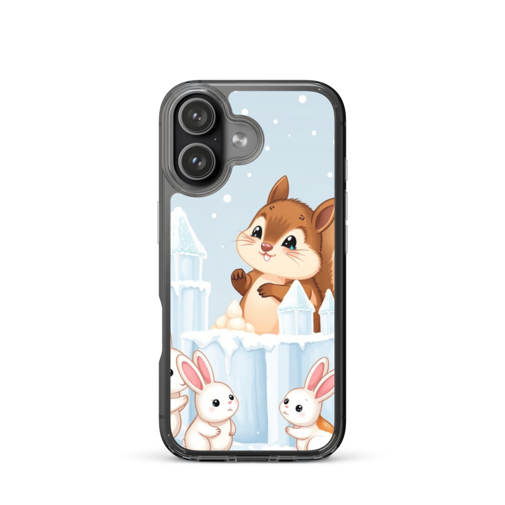 Cheerful Chipmunk Ice Sculptor Phone Case with Winter Wonderland