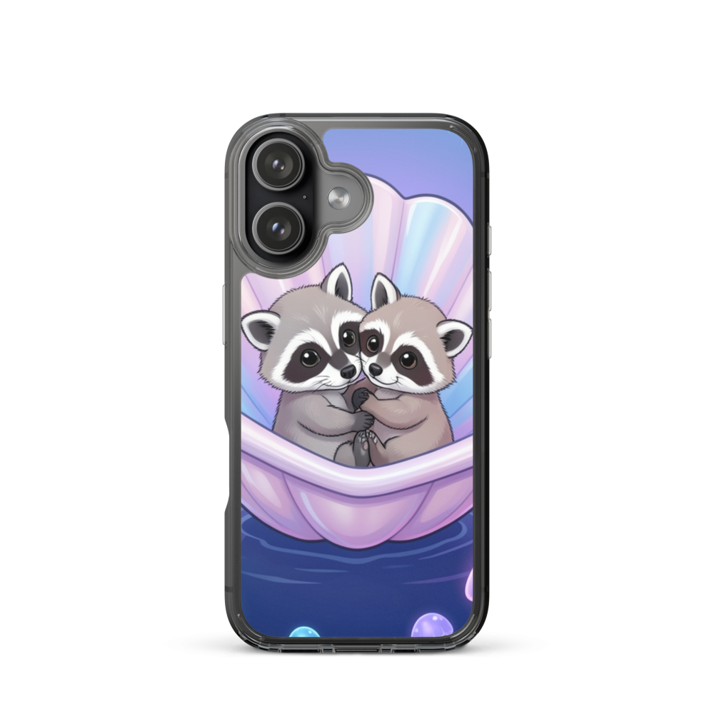 Cozy Baby Raccoons on Seashell Boat Phone Case for Nature Lovers