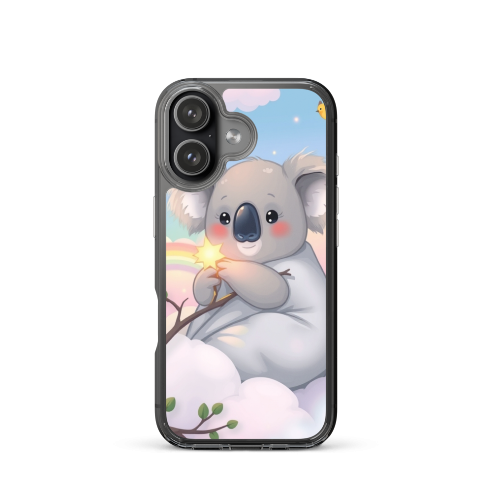 Dreamy Baby Koala Wrapped in Cloud Blanket Phone Case with Pastel Rainbows