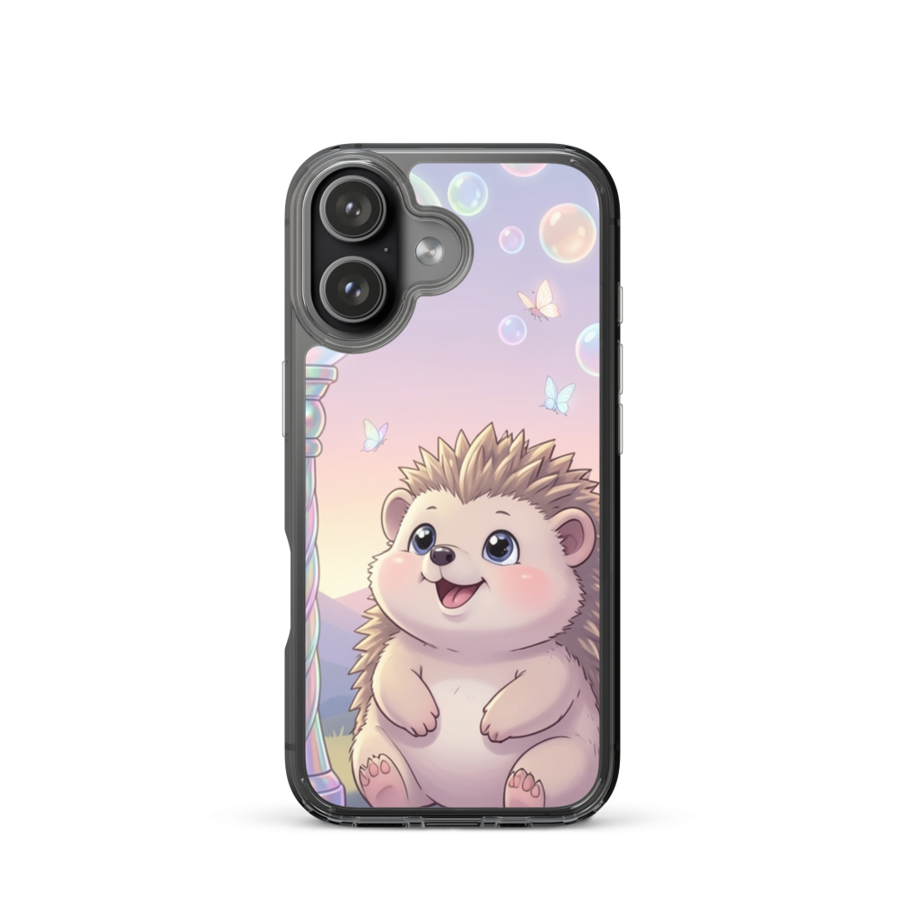Enchanted Baby Hedgehog with Glowing Bubbles Phone Case at Dusk