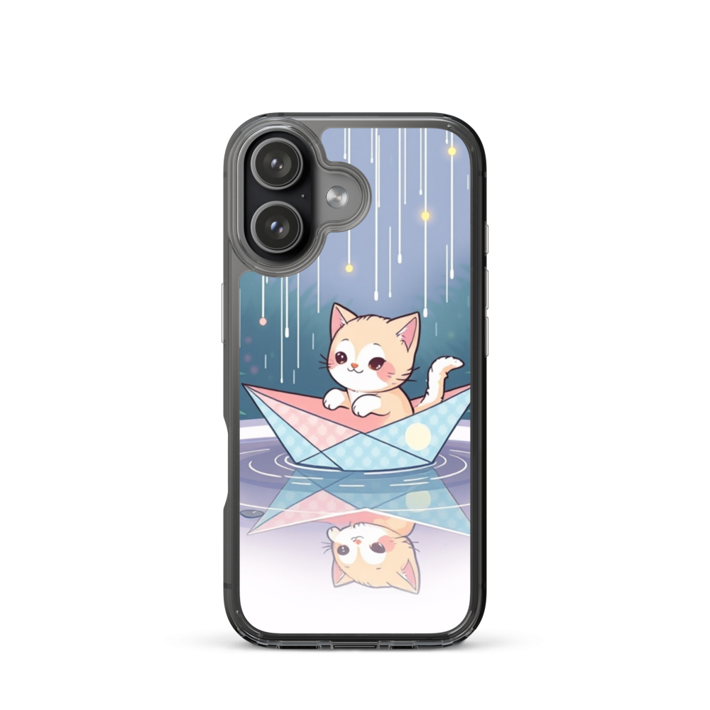 Tiny Kitten Sailing Pastel Paper Boat Phone Case in Magical Garden