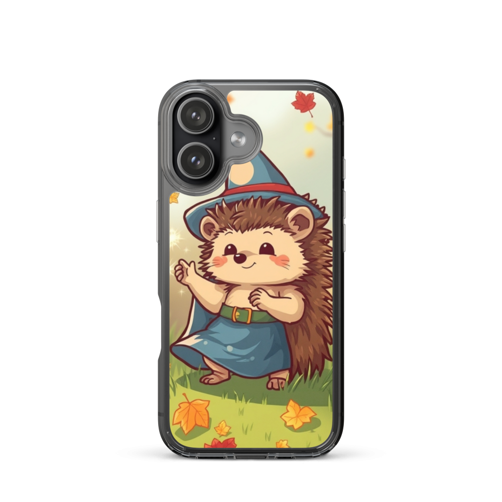 Whimsical Hedgehog Wizard Phone Case with Autumn Magic Design