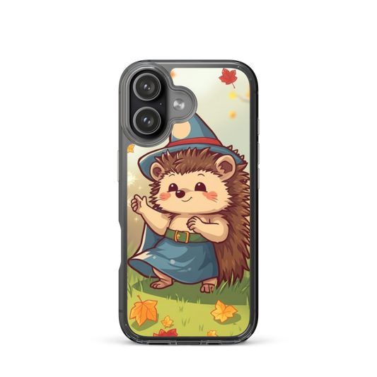 Whimsical Hedgehog Wizard Phone Case with Autumn Magic Design