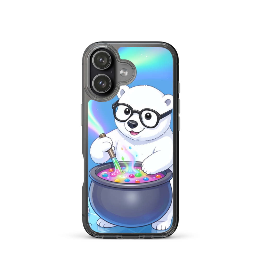 Polar Bear Scientist Phone Case with Northern Lights Magic