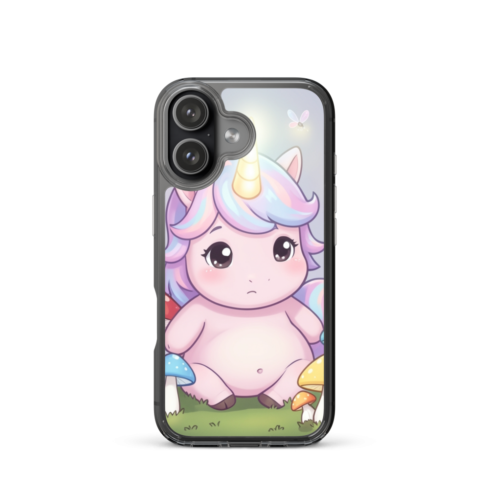 Bashful Baby Unicorn Phone Case with Magical Mushroom Glow