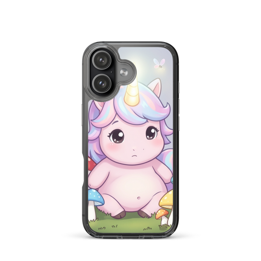 Bashful Baby Unicorn Phone Case with Magical Mushroom Glow