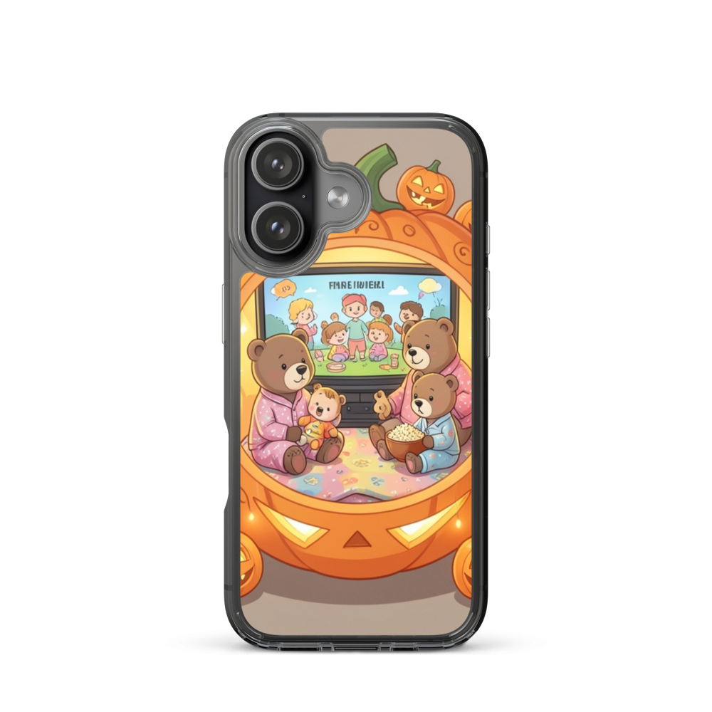 Cozy Bear Family Pumpkin Movie Night Phone Case
