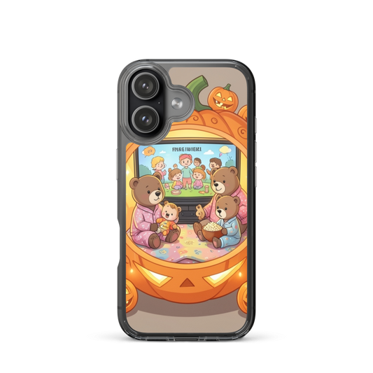 Cozy Bear Family Pumpkin Movie Night Phone Case