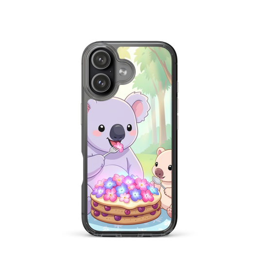 Pastel Koala and Wombat Picnic Phone Case with Dreamy Floral Glow