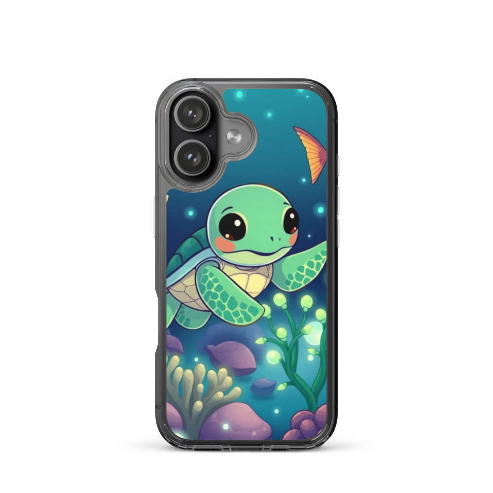 Baby Sea Turtle Explorer Phone Case with Bioluminescent Coral Reef