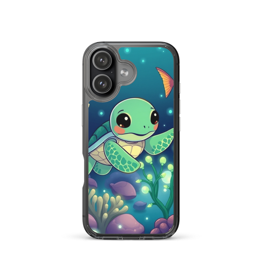 Baby Sea Turtle Explorer Phone Case with Bioluminescent Coral Reef
