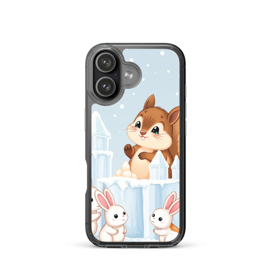Cheerful Chipmunk Ice Sculptor Phone Case with Winter Wonderland