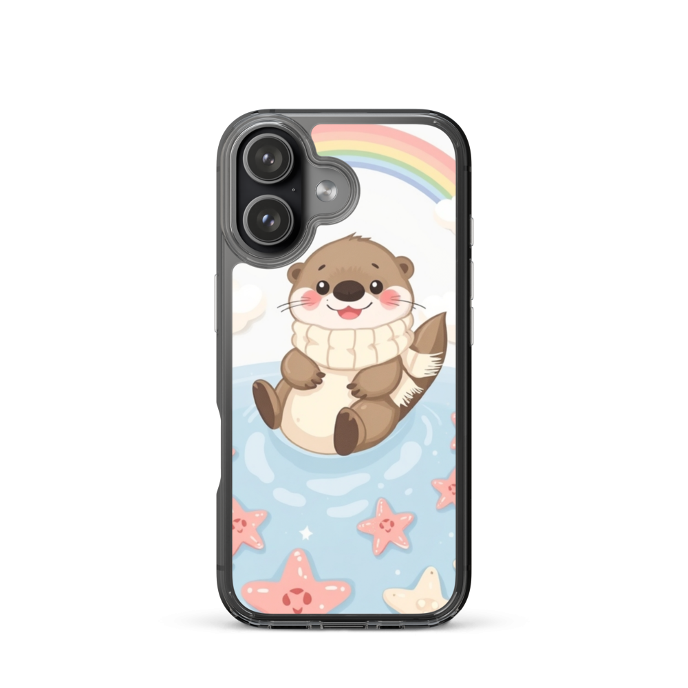 Joyful Baby Otter Sliding on Rainbow Phone Case