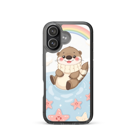 Joyful Baby Otter Sliding on Rainbow Phone Case