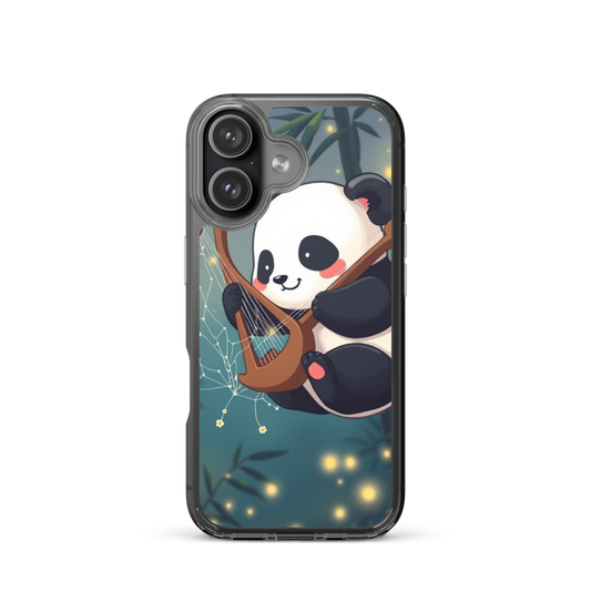 Chubby Baby Panda Playing Harp in Enchanted Bamboo Grove Phone Case