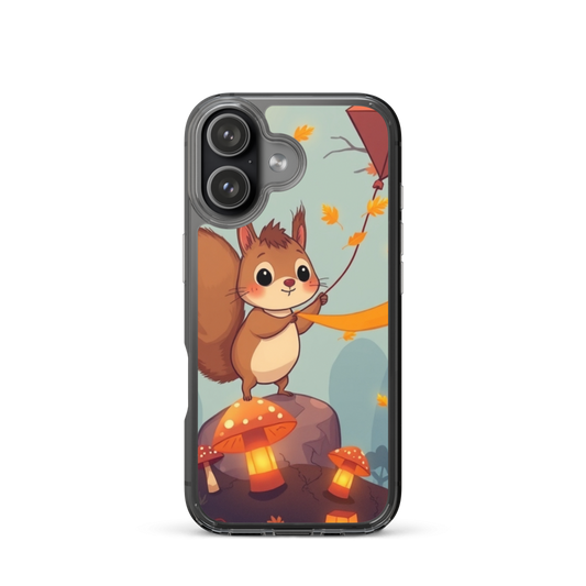 Whimsical Baby Squirrel Flying Kite Autumn Leaves Phone Case