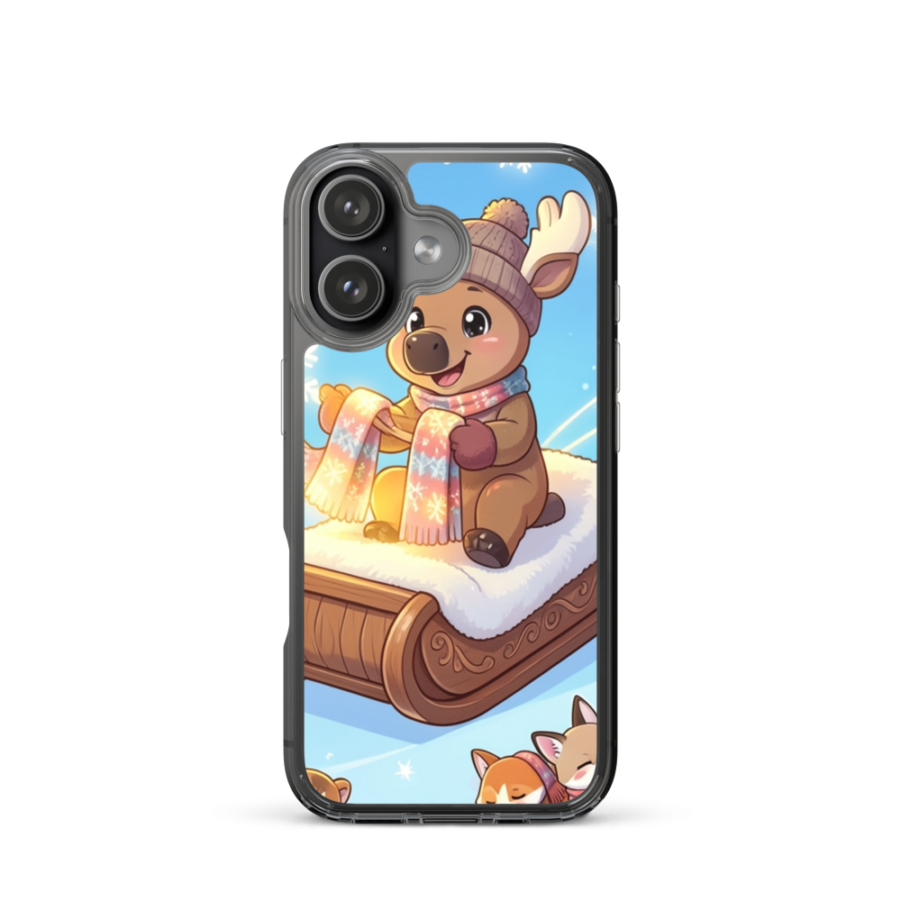Joyful Baby Moose Delivering Scarves Winter Wonderland Phone Case