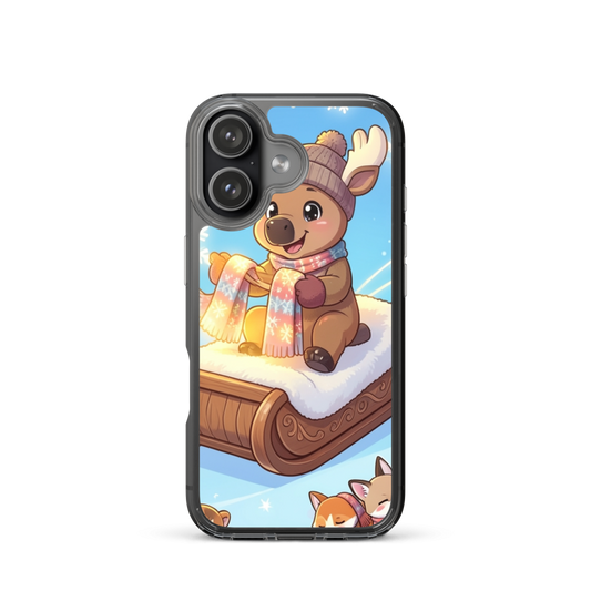 Joyful Baby Moose Delivering Scarves Winter Wonderland Phone Case