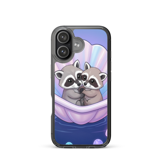 Cozy Baby Raccoons on Seashell Boat Phone Case for Nature Lovers