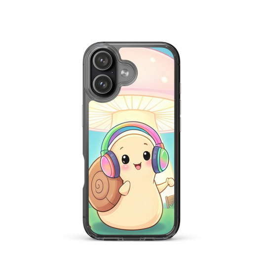 Joyful Baby Snail Forest Symphony Phone Case with Luminous Mushroom Art