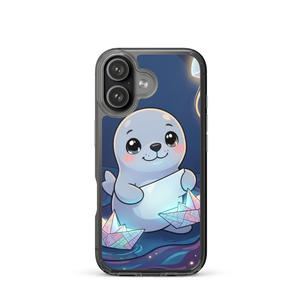 Playful Baby Seal Crafting Magical Paper Boats Phone Case