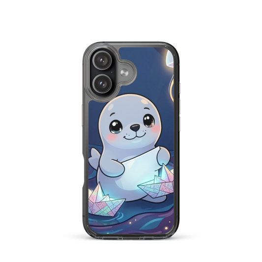 Playful Baby Seal Crafting Magical Paper Boats Phone Case
