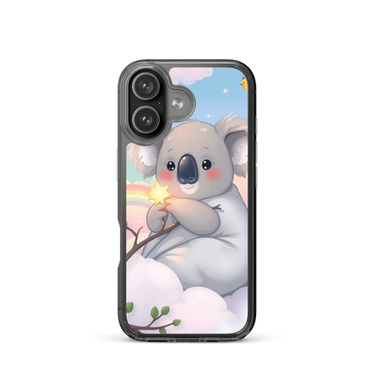 Dreamy Baby Koala Wrapped in Cloud Blanket Phone Case with Pastel Rainbows