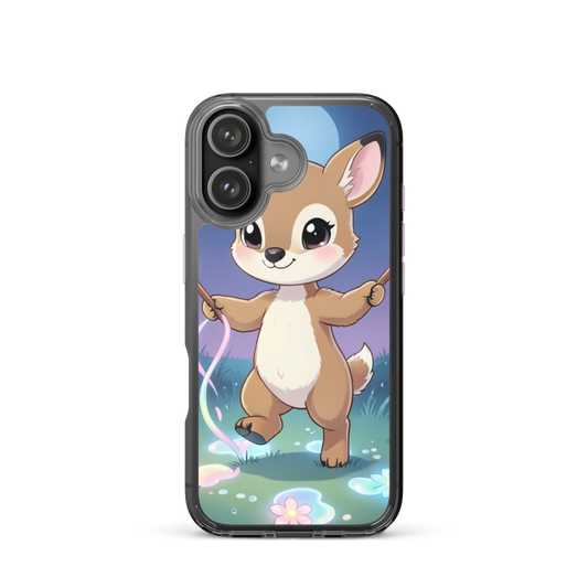 Mystical Glade Dancing Fawn Phone Case with Glowing Flowers