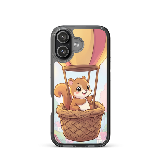 Adorable Baby Squirrel Acorn Balloon Phone Case with Cozy Village