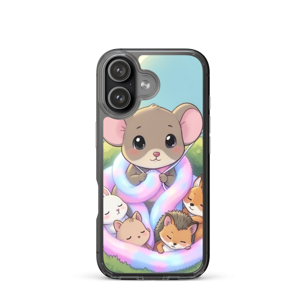 Glowing Scarf Knitting Mouse Phone Case with Woodland Babies