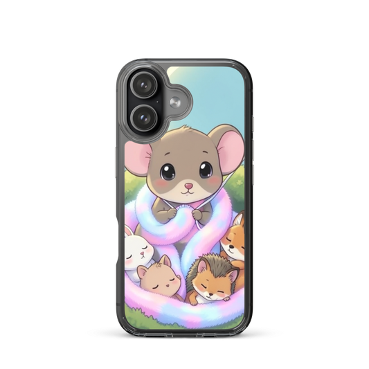 Glowing Scarf Knitting Mouse Phone Case with Woodland Babies