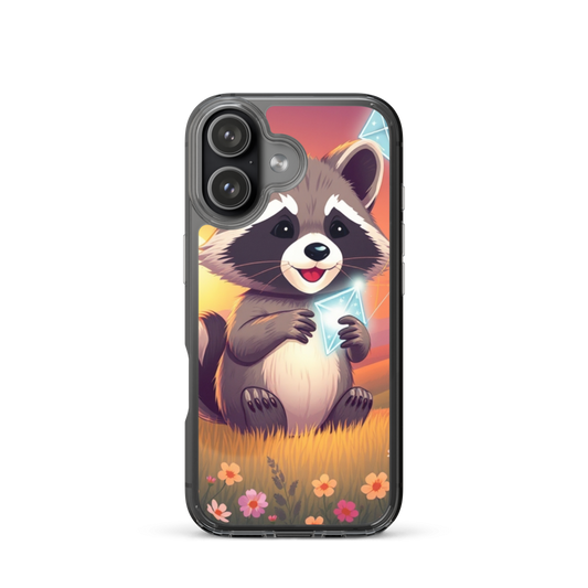 Cheerful Baby Raccoon with Glowing Wind Toys Phone Case at Sunset