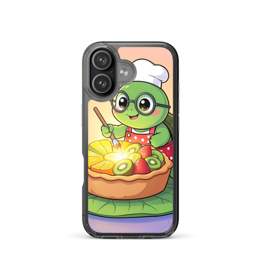 Joyful Baby Turtle Chef Phone Case with Sunset Lily Pad Feast