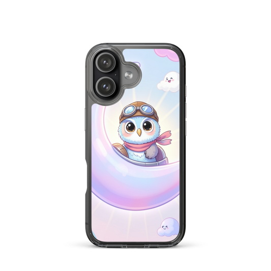 Tiny Owl Pilot in Pastel Airship with Whimsical Sky Phone Case